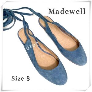 MADEWELL The April Ankle-Wrap Suede
Ballet Flats In Teal Blue Size 8 Style G1977